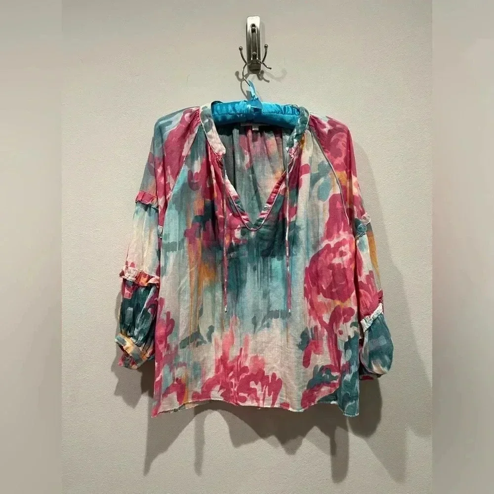 LOVE THE LABEL Lucette Top in Rosie Blue / Size Small /